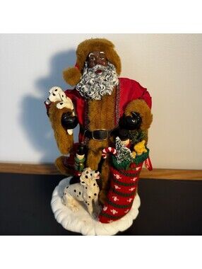 Vintage Wonderland Black Santa Figurine Statue Toys Dalmatians Dogs